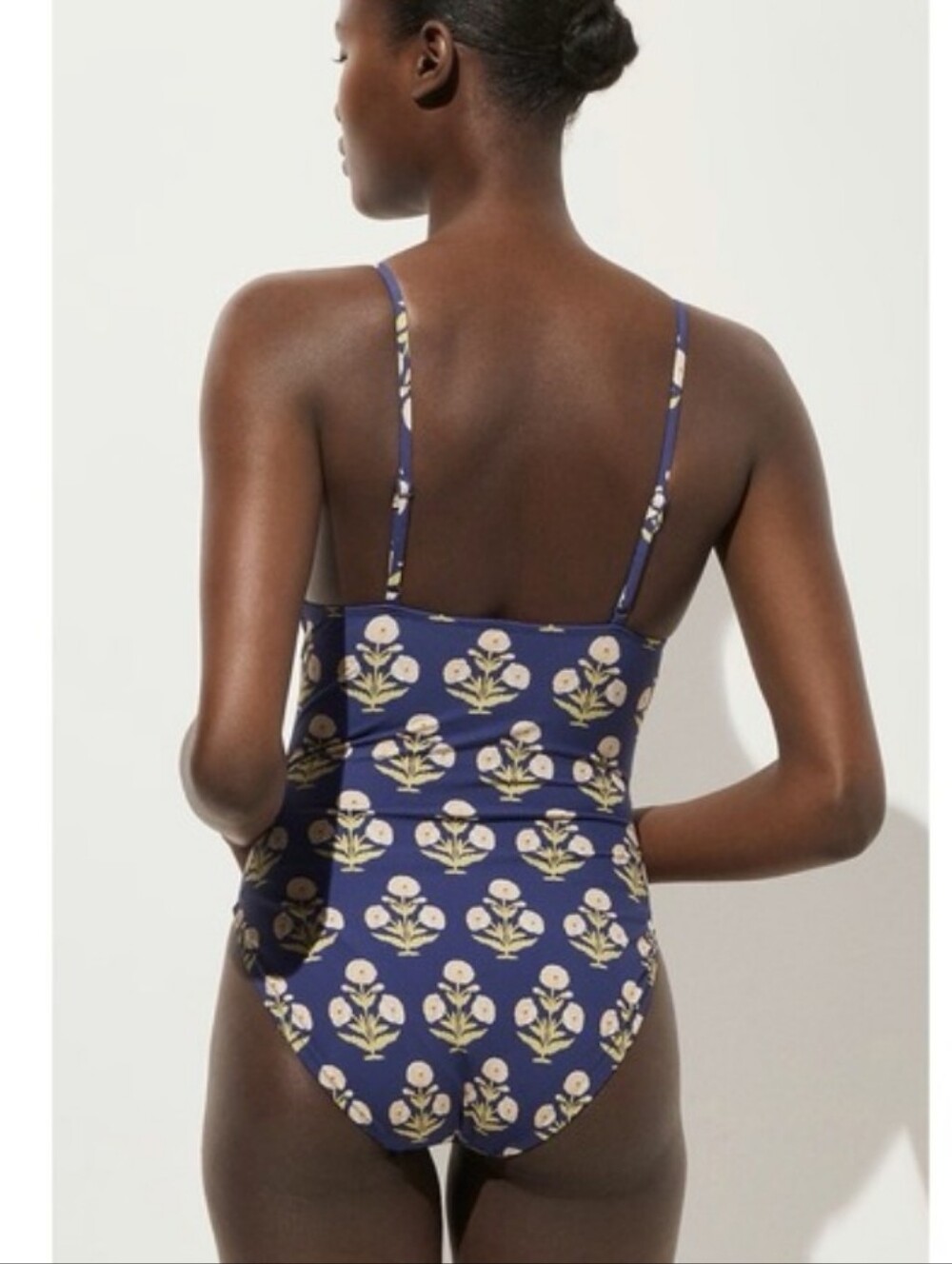 J Crew Ruched V-neck one-piece in marigold block print CU269 Size 12 - Picture 2 of 6